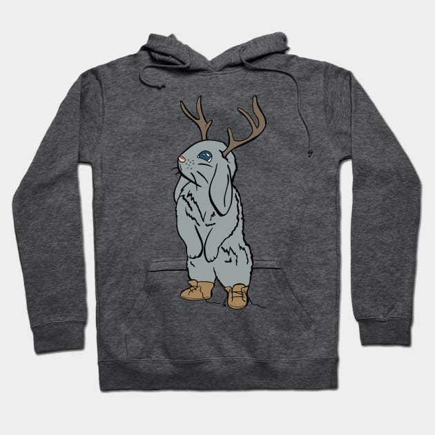 Cute Jackalope With Untied Boots Hoodie by Otter-Grotto